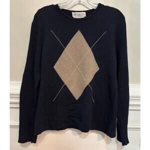 Vintage Argyle Sweater Silk Cashmere Medium Crewneck Old Money Preppy